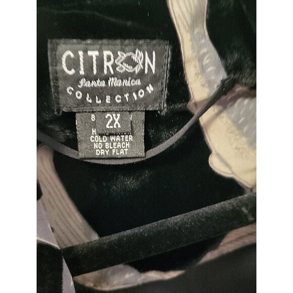 Citron Santa Monica Kimono Jacket Burnout Velvet Koi Fish Black Silk Blend 2X - Picture 13 of 13